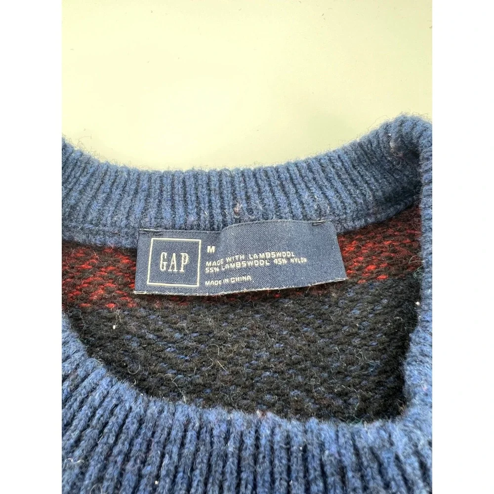 Gap Mens Vintage Lambswool Herringbone Striped Crewneck Sweater Vintage Retro M